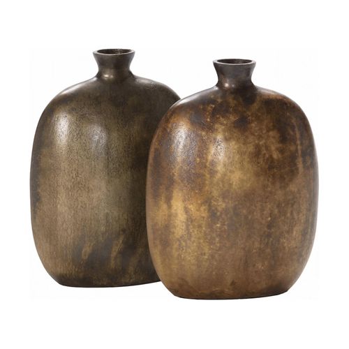 Vase En Métal Laiton Vieilli Au Charme Sculptural