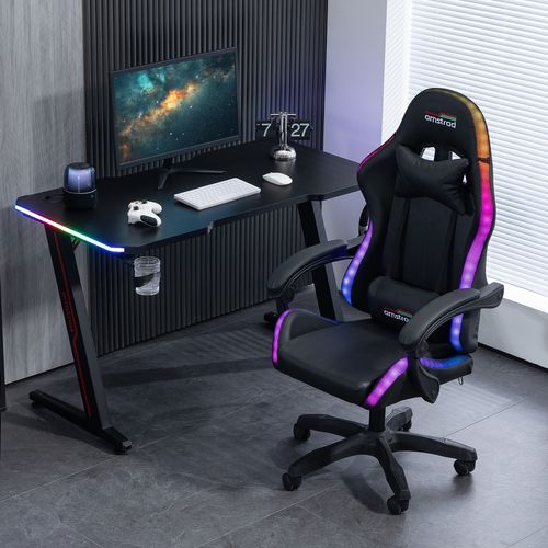 Ams-led-darkside Fauteuil / Chaise De Bureau Gamer Noir - Eclairage LED 366 Effets Télécommande