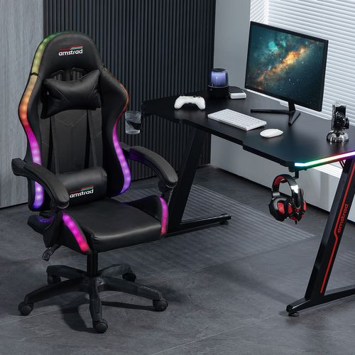 Ams-led-darkside Fauteuil / Chaise De Bureau Gamer Noir - Eclairage LED 366 Effets Télécommande