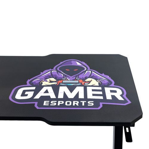 Bureau Gaming 120x60x73 Cm - Design "gamer" Finition Carbone