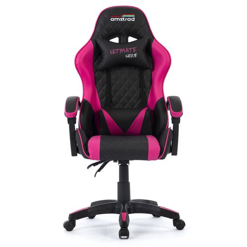 Fauteuil Gamer Ultimate-fushia Coloris Noir et Fushia - Coussin Lombaire et Appuie Tête