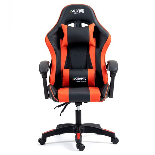 Chaise Gamer 02-red Coloris Noir et Rouge - Coussin Lombaire et Appuie Tête - Siège Gaming