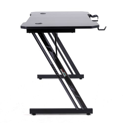 Bureau Gamer Ams-desk120-2z-black - Largeur 1m20 - Style Carbone - Porte Gobelet et Casque