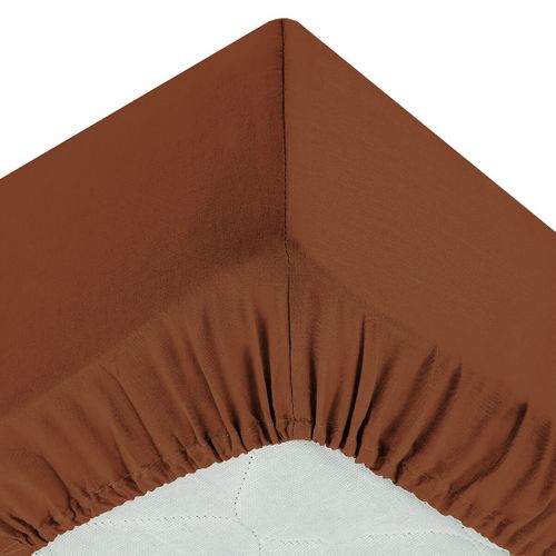 Drap Housse Coton Uni 90 X 190 Cm Couleur Moderne Terracotta