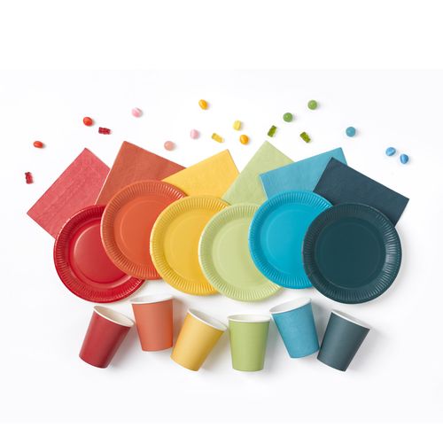 20 Assiettes En Carton 23 Cm Unies Rouge