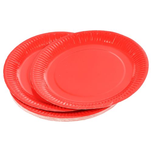 20 Assiettes En Carton 23 Cm Unies Rouge