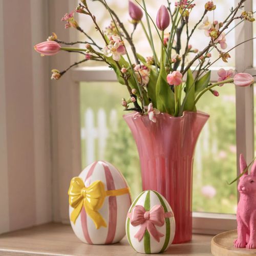 Vase En Verre Rose 16 X 25 X 16 Cm
