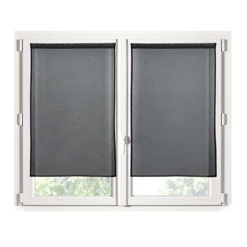 Paire De Rideaux Voile 60 X 120 Cm Brise Bise Noir