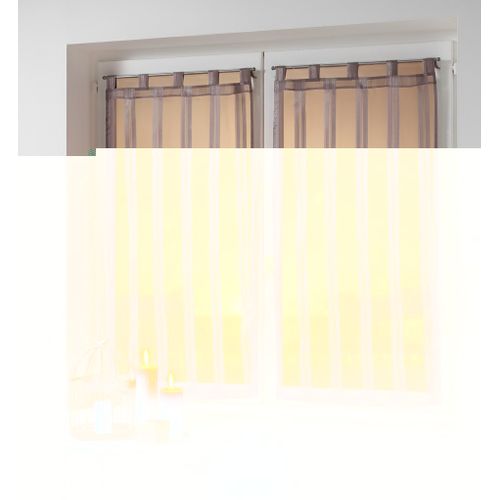 Paire De Voilage Rayures 60 X 160 Cm Bandas Jacquard Noisette