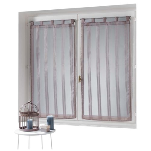 Paire De Voilage Rayures 60 X 160 Cm Bandas Jacquard Noisette