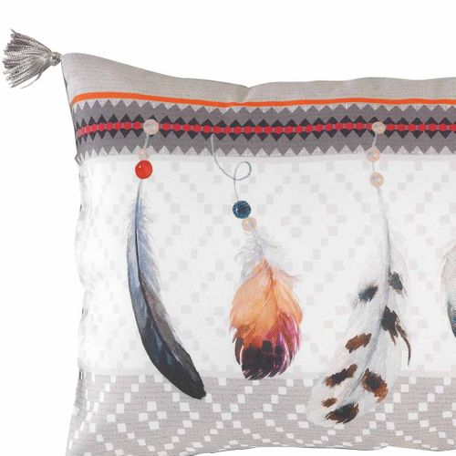 Coussin Pompons 30 X 50 Cm Ika Plumes Blanc