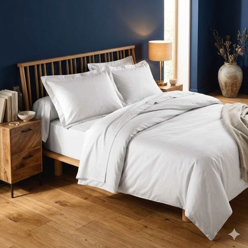 Drap Housse En Coton 90 X 190 Cm Line Blanc