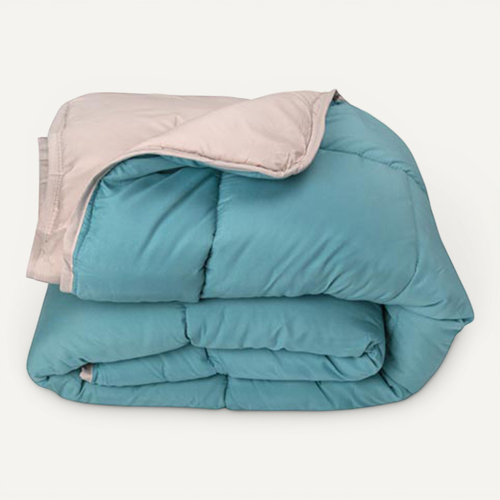 Couette Chaude Microfibre Bicolore 400 Gr/m2 - 220x240 Cm - Bleu Ciel