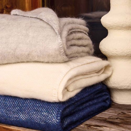 Couverture Chaude Laine Et Mohair - 240x260 Cm - Gris Clair