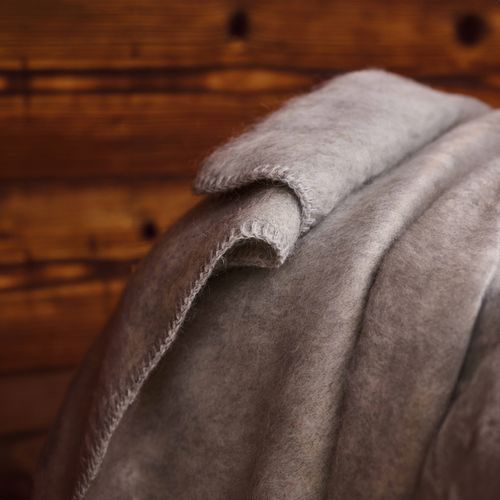 Couverture Chaude Laine Et Mohair - 240x260 Cm - Gris Clair