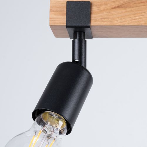 Plafonnier En Acier/bois - Naos - Bois Noir - Ip20 - Max 15w LED - E27 - Style Moderne