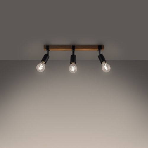 Plafonnier En Acier/bois - Naos - Bois Noir - Ip20 - Max 15w LED - E27 - Style Moderne
