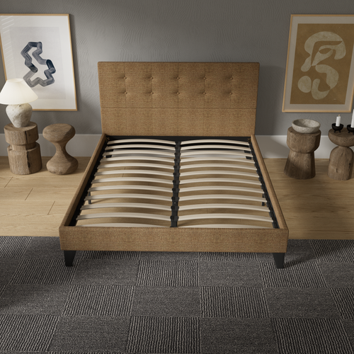Lit 120x190 Cm Avec Tête De Lit Tissu Brun