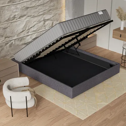 Ensemble 120x190 cm, Lit coffre + Matelas mousse, ép.22cm, accueil mémoire de forme