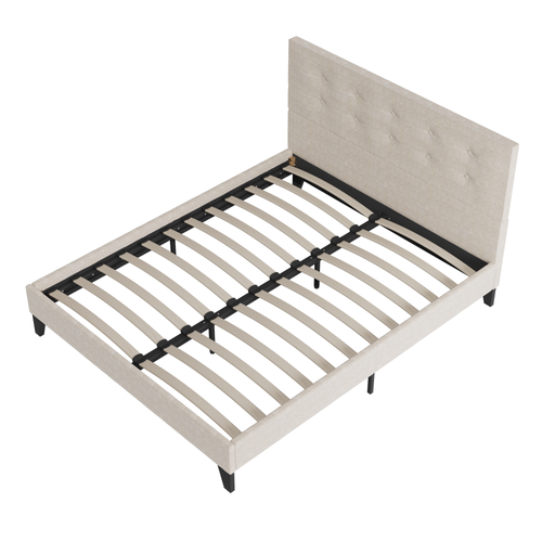 Lit 120x190 cm avec tête de lit tissu lin