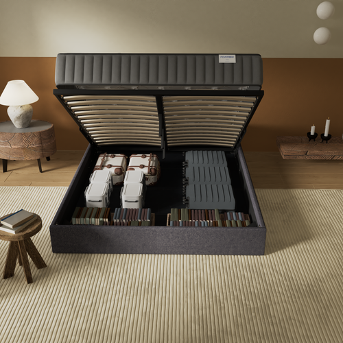 Ensemble 160x200 cm, Lit coffre + Matelas mousse, ép.22cm, accueil mémoire de forme