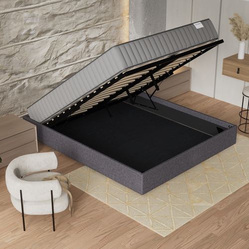 Ensemble 160x200 cm, Lit coffre + Matelas mousse, ép.22cm, accueil mémoire de forme