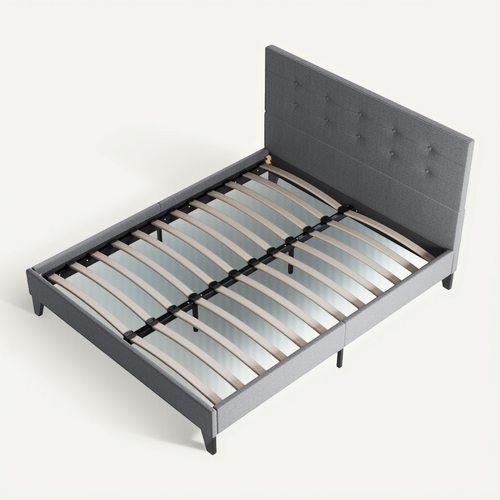 Lit 120x190 Cm Avec Tête De Lit Tissu Gris