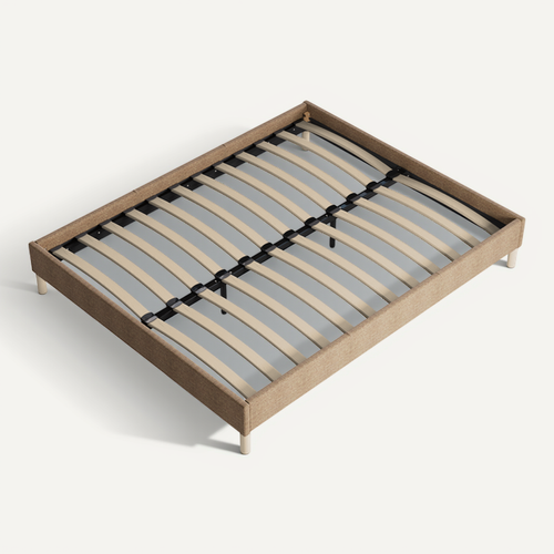 Sommier 180x200 Cm, Cadre En Tissu Brun, Pieds En Bois
