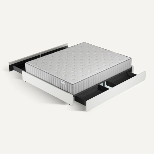 Ensemble 120x190 cm, Lit avec Tiroirs + Matelas mousse ép.16cm Accueil mémoire de forme