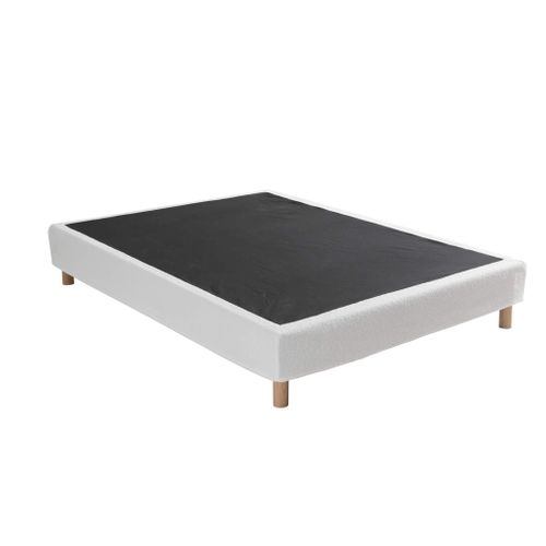 Cache-sommier Bouclette Intégral Blanc 140x190 Cm