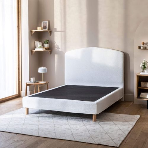 Cache-sommier Bouclette Intégral Blanc 140x190 Cm