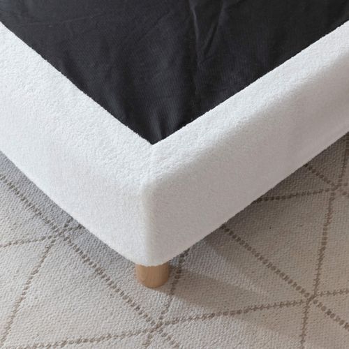 Cache-sommier Bouclette Intégral Blanc 140x190 Cm