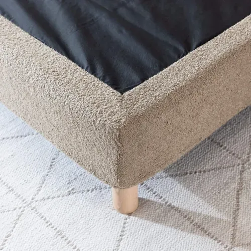 Cache-sommier Bouclette Intégral Beige 160x200 Cm
