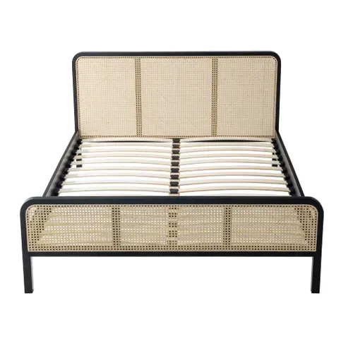Lit En Pin Massif Noir Avec Cannage Anna 140x190
