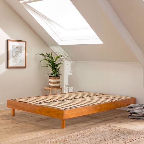 Sommier Kit En Bois Massif 13 Cm Noisette 140x200