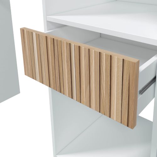 Dressing Ouvert Avec étagères Et 3 Tiroirs Blanc Et Bois Naturel