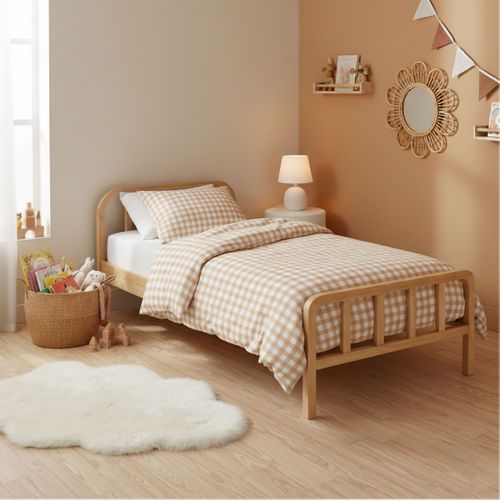 Lit En Pin Massif Avec Tête De Lit Arrondie Bois 90x200