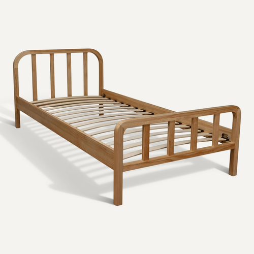 Lit En Pin Massif Avec Tête De Lit Arrondie Bois 90x200