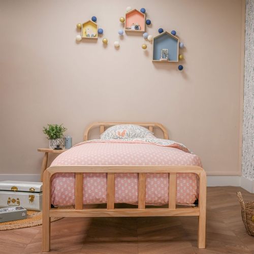 Lit En Pin Massif Avec Tête De Lit Arrondie Bois 90x200