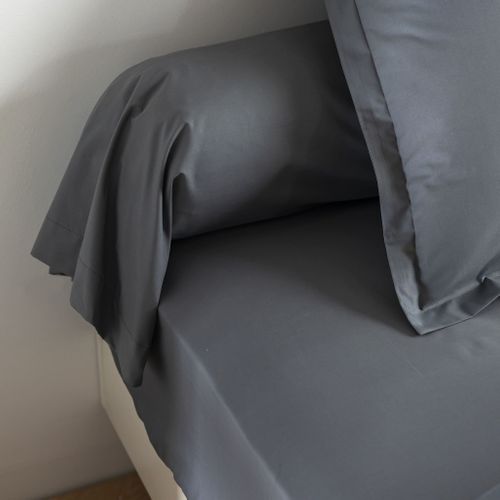 Taie De Traversin Coton Percale Anthracite 140 Cm