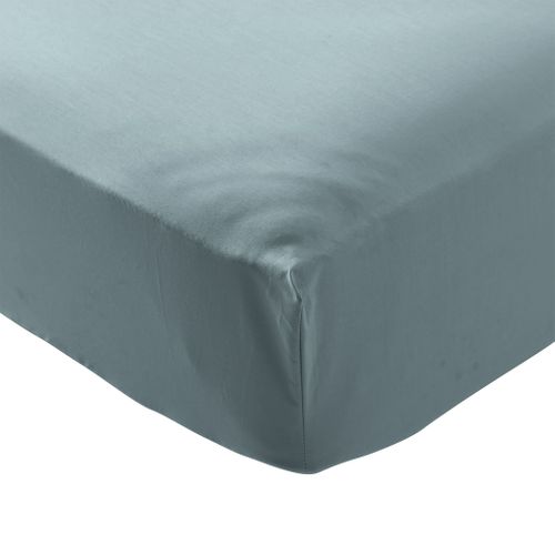 Drap Housse Coton Percale Bleu Bonnet 30 Cm 80x190 Cm