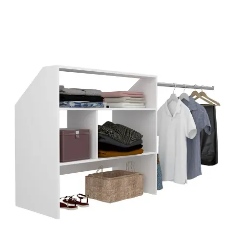 Dressing Sous Pente Avec Niches Et Penderie Blanc