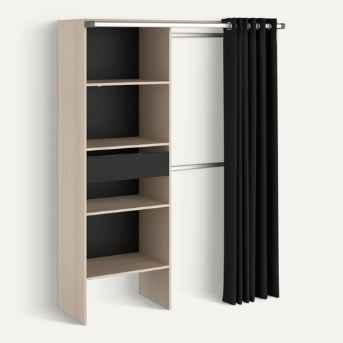 Dressing Une Colonne Avec 4 Niches Et Un Tiroir 182 Cm Noir