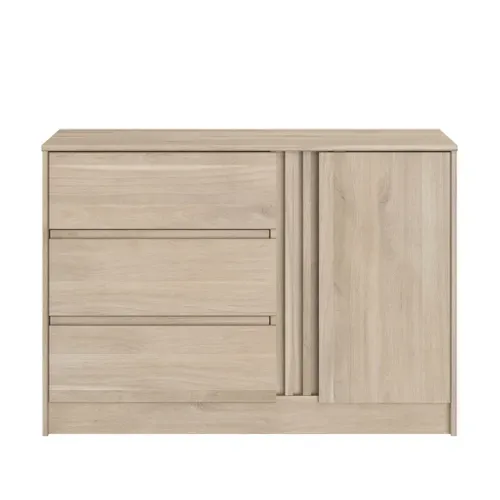 Commode Avec 3 Tiroirs Et 1 Porte Effet Bois Naturel