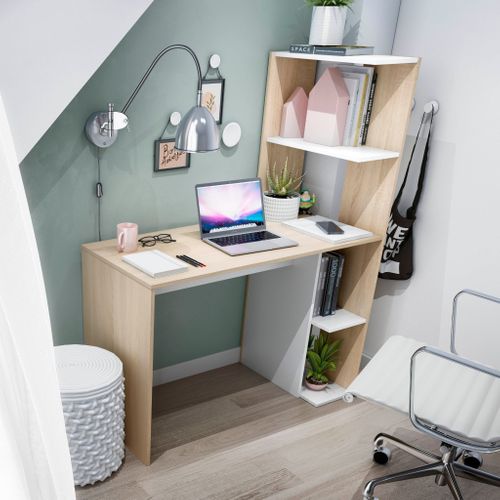 Bureau Réversible Avec étagères Bois Clair