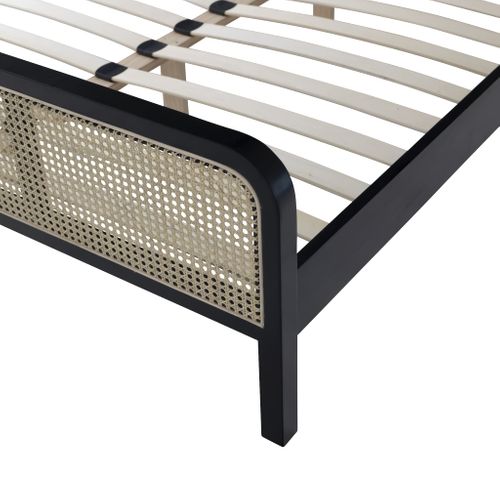 Chambre Lit Cannage Avec Commode Noir Anna 180x200