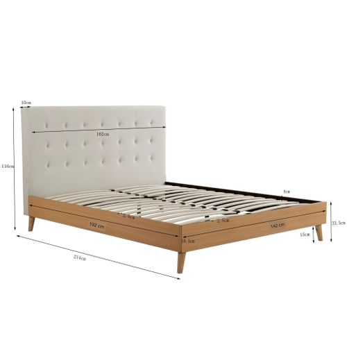 Lit 140x190 Avec Sommier Et Tête De Lit Capitonnée En Velours Taupe