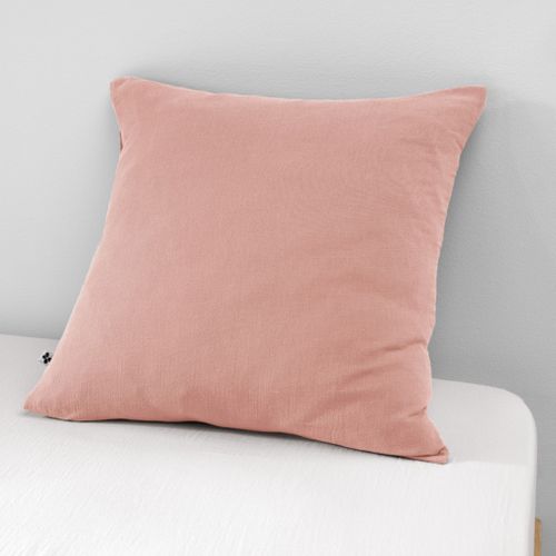 Taie D'oreiller Double Gaze Rose Pêche 60x60 Cm