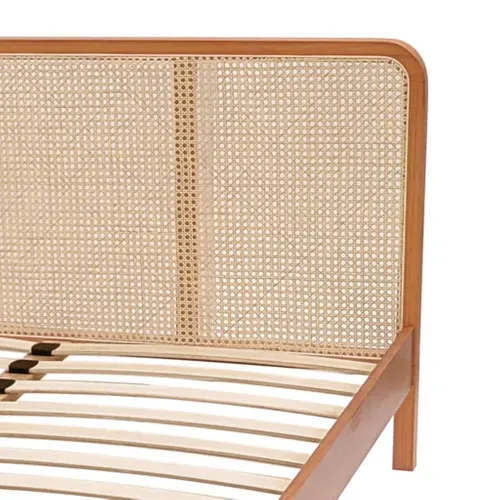 Lit 90x200 Marron Noisette En Pin Massif Avec Cannage