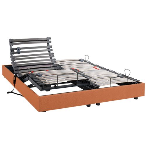 Lit électrique Avec Kit Déco Tissu Bouclette 180x200 Cm Terre De Sienne - Horizon